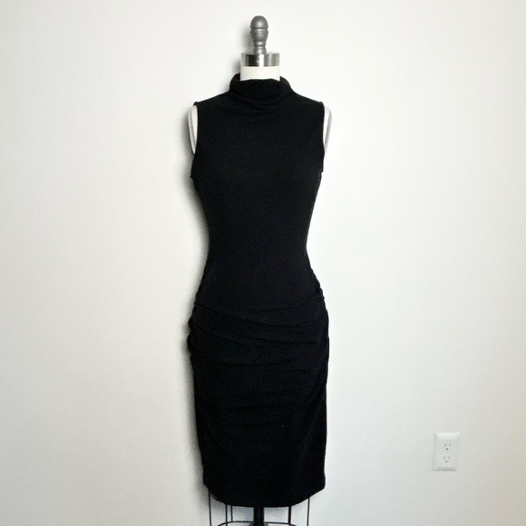 Michael Stars Turtle Neck Black Knit Midi Dress S - Picture 2 of 6